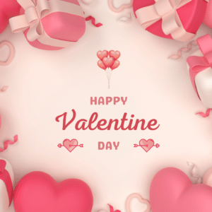 Pink Illustrated 3d Valentine Gift Box Greeting Card